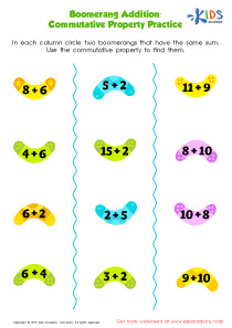 Boomerang Addition Worksheet: Free Printable PDF for Kids